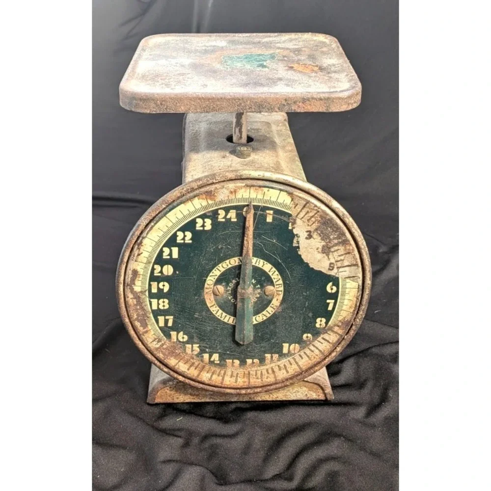 Vtg Montgomery Ward Family Scale 24 Pound Rustic Farm House Decor, functions